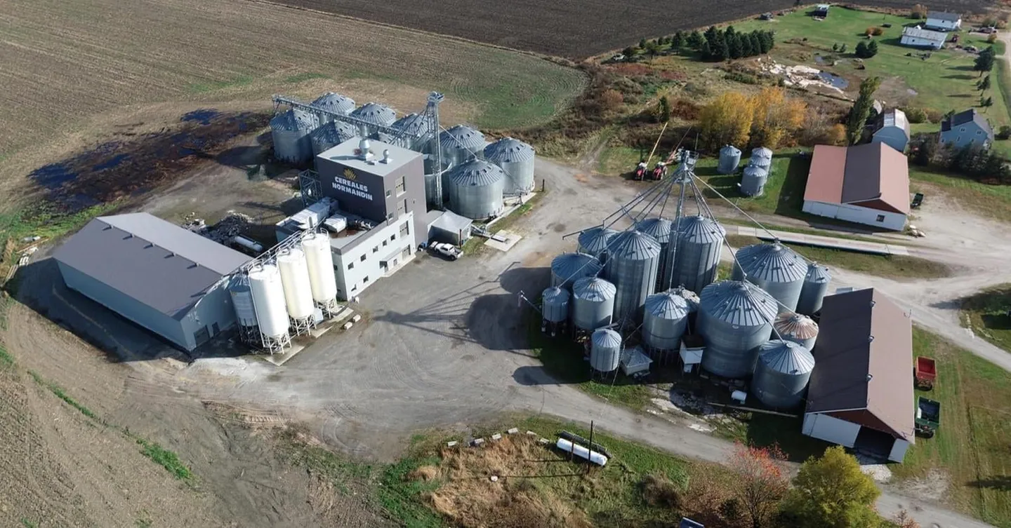 Mill plant and silos from the air