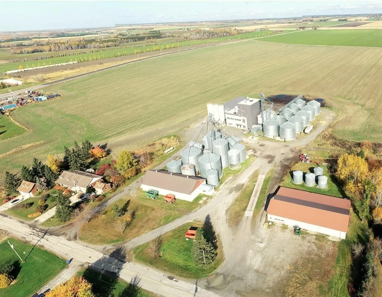 Mill plant and silos from the air