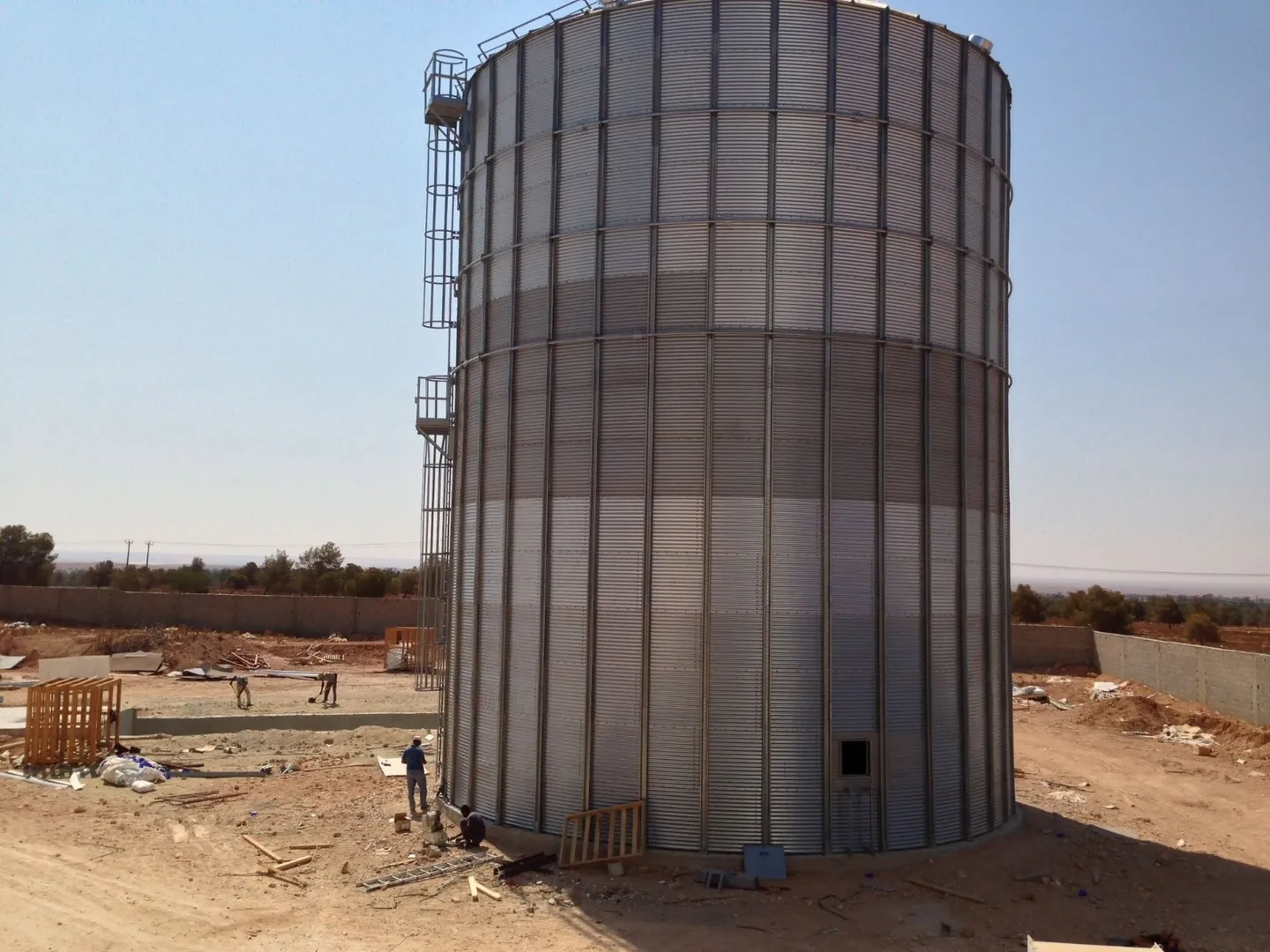 Galvanised grain silo