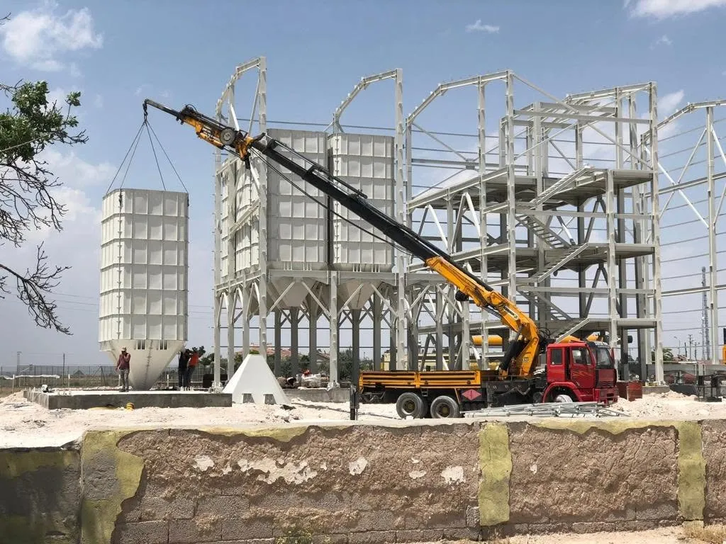 Lifting a pre-assembled steel module into place