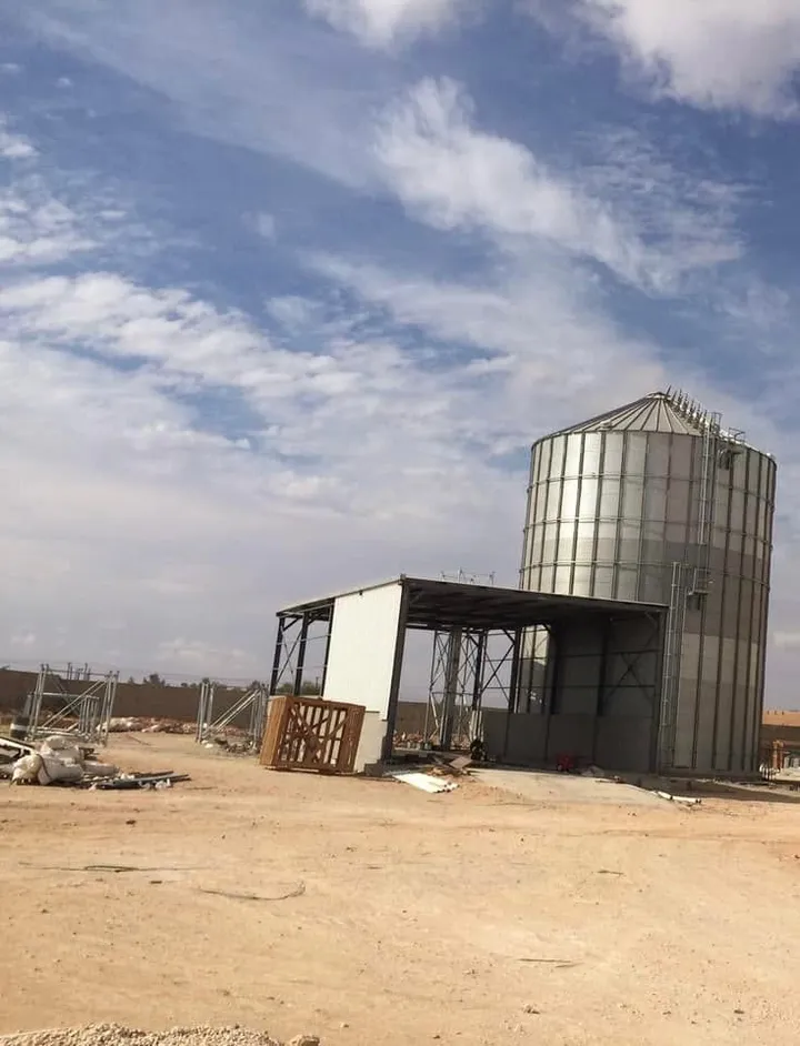 Galvanised grain silo